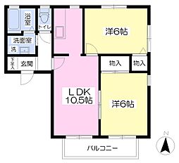 メゾンボヌールＡ 1階2LDKの間取り