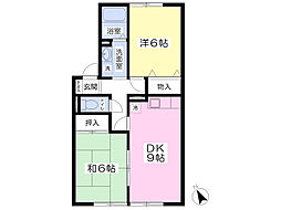 セジュール石原Ｂ 2階2DKの間取り