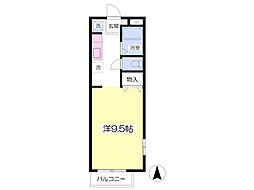 プラムハイツ 1階ワンルームの間取り