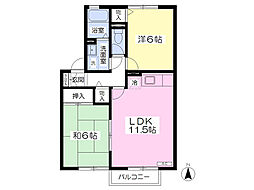 ウイングバード 2階2LDKの間取り