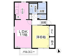 セジュール植原Ｃ 1階1LDKの間取り