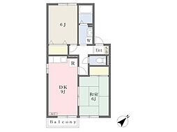 サニーコート 1階2DKの間取り