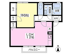 ル・カブキB 1LDKの間取図画像