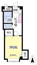 レヂデンスカタヤマ東町ビル 1Kの間取図画像