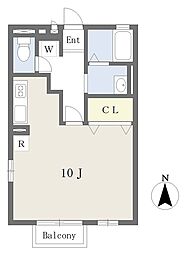 ヴィラボヌール2 ワンルームの間取図画像