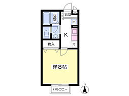 アルカディアD 1Kの間取図画像