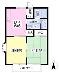 レジデンス笹の森 2DKの間取図画像