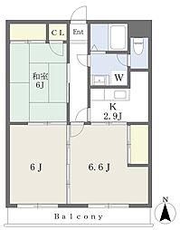 今井マンション 3Kの間取図画像