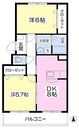 R'ガーデン 2DKの間取図画像
