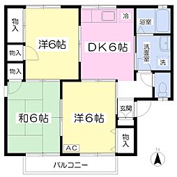 ラ・クレベールB 3DKの間取図画像