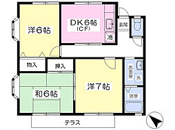 コーポＨＩＳＨＩＮＵＭＡI 1階3DKの間取り