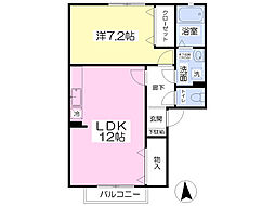 メゾン・ベルジュ壱番館 2階1LDKの間取り