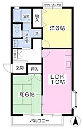 トウィンクル南仙台B 2LDKの間取図画像