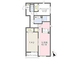 カーサ若林 1SLDKの間取図画像