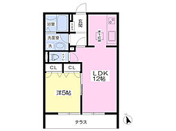 クロシェット南仙台A 1LDKの間取図画像