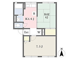 MKハイツ郡山 2Kの間取図画像