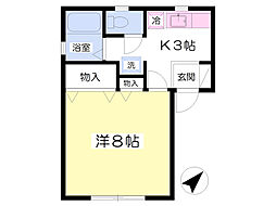 サンジュネス青葉 1Kの間取図画像