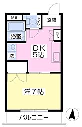 アーバンライフ新河原町 1DKの間取図画像