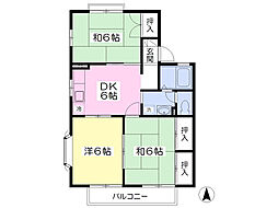 セジュール西中田C 3DKの間取図画像