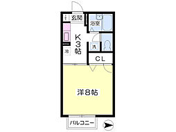 泉ホワイトハウス2 1Kの間取図画像