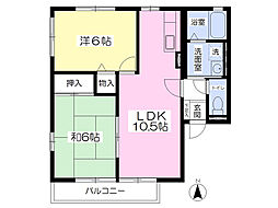 シティハイムファミール・A1番館 2LDKの間取図画像
