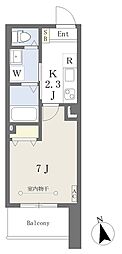 クレール荒町 1Kの間取図画像