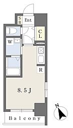 R'sISHINAZAKA ワンルームの間取図画像