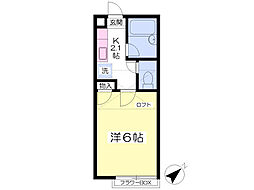 ロフティ中山 2階1Kの間取り