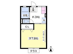 シティハイムジュネス 1階1Kの間取り