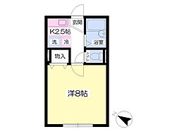 コーポ・リュミエール 1階1Kの間取り