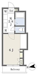 台原パークヴィラ 3階1Kの間取り