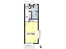 ユニティーズ鷺ケ森 2階1Kの間取り