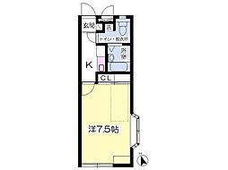 ユニティーズ鷺ケ森 1階1Kの間取り