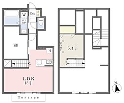 ベルリード吉岡A棟 1LDKの間取図画像