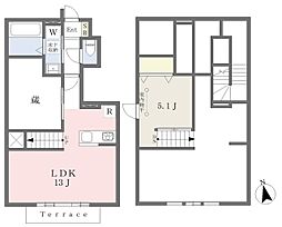 ベルリード吉岡A棟 1LDKの間取図画像