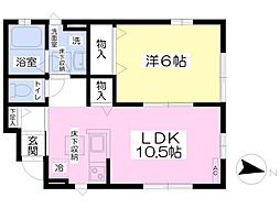 ベルリードゆうがお 1LDKの間取図画像