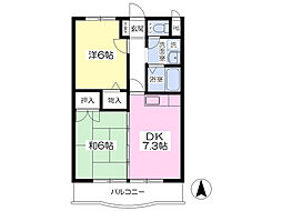 遊コート泉 2DKの間取図画像
