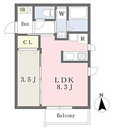 仙台市泉区八乙女中央4丁目アパート 1LDKの間取図画像