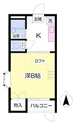 メゾン高平A棟 1Kの間取図画像