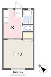 サンハイツM 1Kの間取図画像