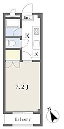 カーサ泉中央 1Kの間取図画像