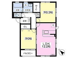 セゾン・ブライトＡ 2階2LDKの間取り