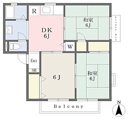 ロイヤルセゾンＡ 2階3DKの間取り