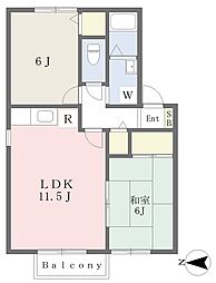メゾン・ド・リベルテＢ 1階2LDKの間取り