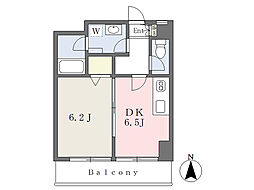 グランヴィル鶴巻 1DKの間取図画像
