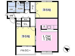 メゾントゥールモンド伝上山 2LDKの間取図画像