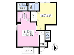 D-room南目館 1LDKの間取図画像