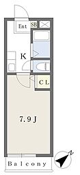レジデンスつばさ 1Kの間取図画像