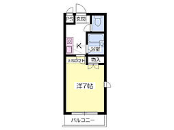 パルフェ相澤 1Kの間取図画像