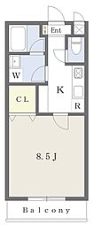 ブランシェ宮千代 1Kの間取図画像
